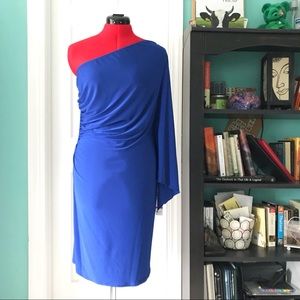 Onyx Nite Blue One Sleeve Shoulder Cocktail Dress